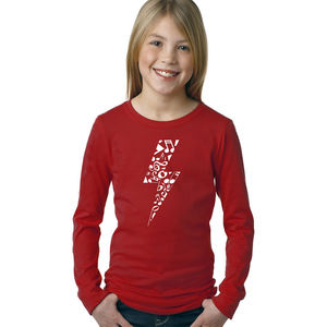 Girl's Word Art Long Sleeve - Lightning Bolt
